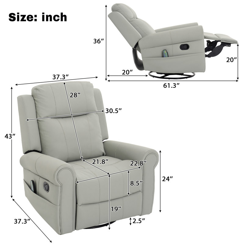 Comfort Recliners With Massage And Heating, Pu Leather In Modern Style, Perfect For Home