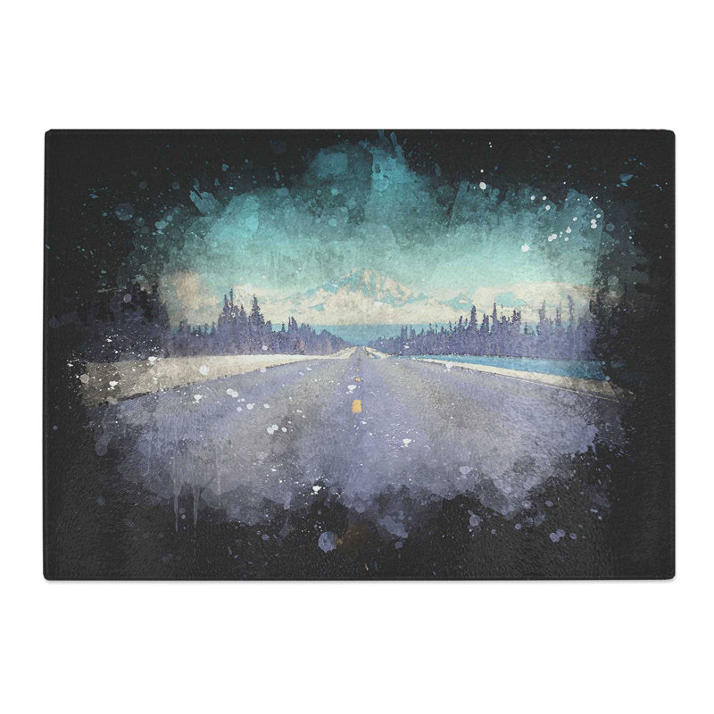 Tempered Glass Alaskan Mountains Paint Splash Chopping Board, 20 cm x 28.5 cm