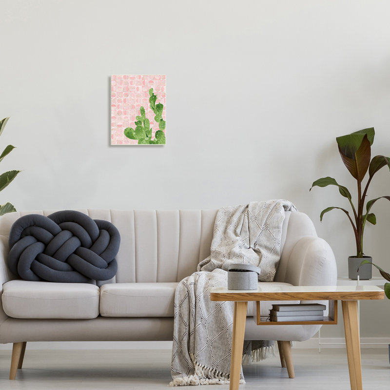 Motif géométrique abstrait cactus, Bois, H 15 po x l 10 po x P 0,5 po