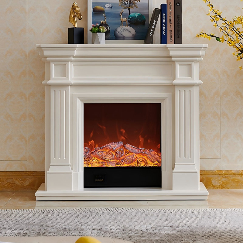 39.37"Modern Minimalist White Fireplace Mantel, 39.37"