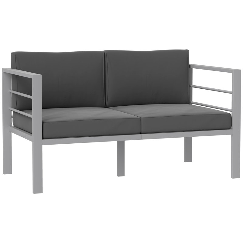 126cm Wide L-Shaped Loveseat,Patio Sofa with Cushions