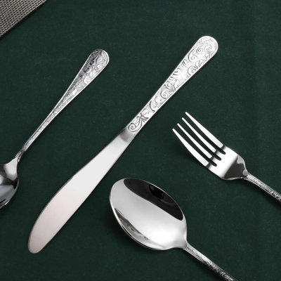 40-Piece Vintage Carved Silverware Set For 8