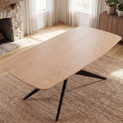 Table de salle à manger 69,3 "à piédestal rectangulaire avec structure en métal pour 4 à 6 personnes