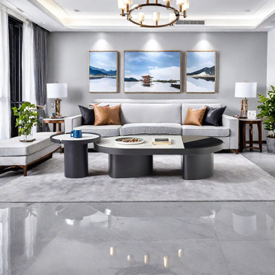Sintered Stone & Black Elm Wood Coffee Table