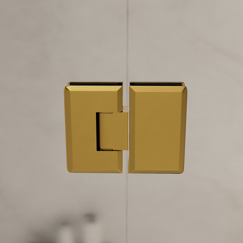 Charnière de porte de douche ajustable à fixer sur verre de 180 degrés à 3/8 po et 1/2 po d'épaisseur de verre, finition laiton à vie