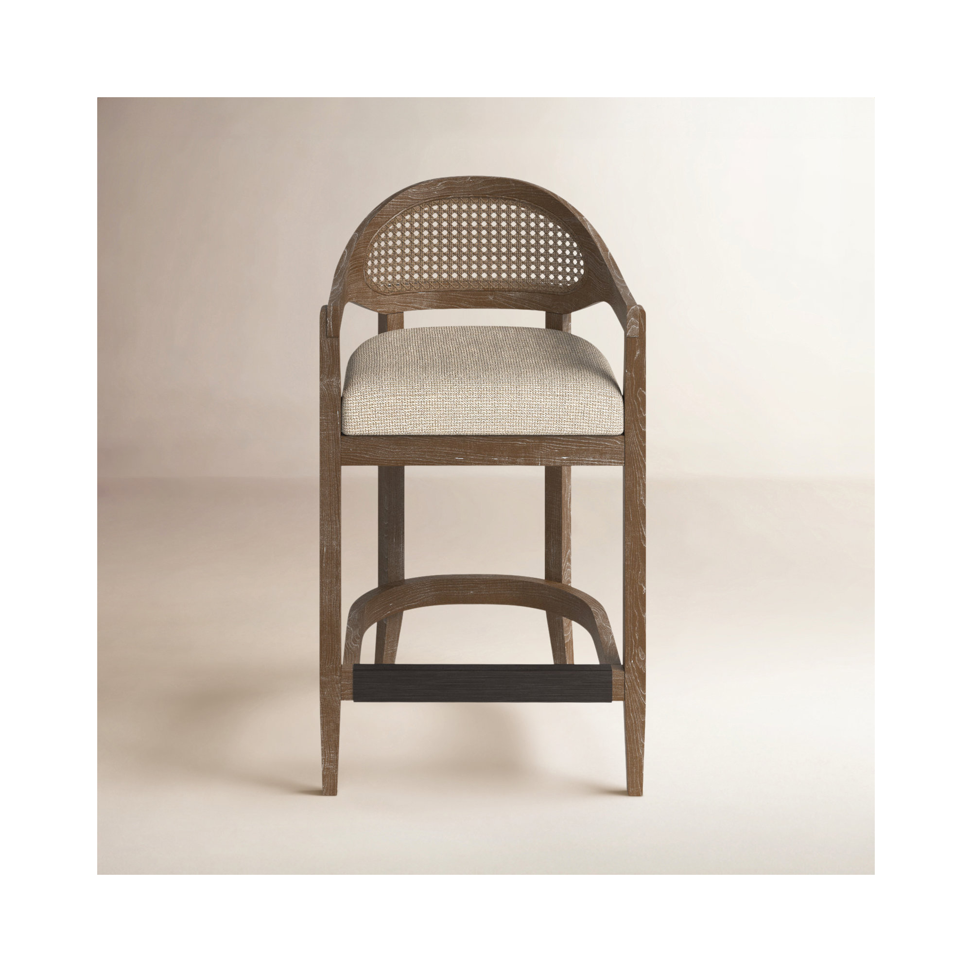 Copley Cane Stool, Counter Stool (26” Seat Height), Taupe Beige