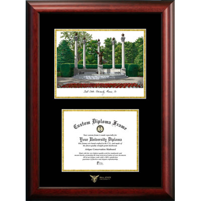 « ball state cardinals », diplôme de couleur dorée avec cadre de lithographie par images campus NCAA