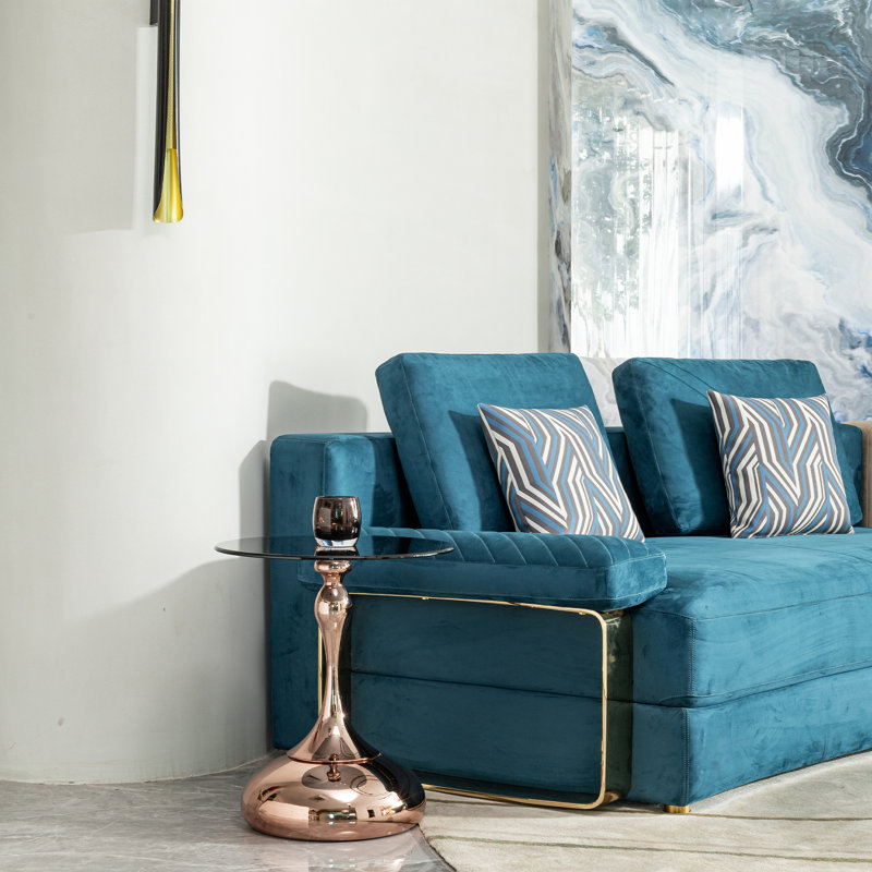 Table basse avec plateau en verre trempé, Or rose
