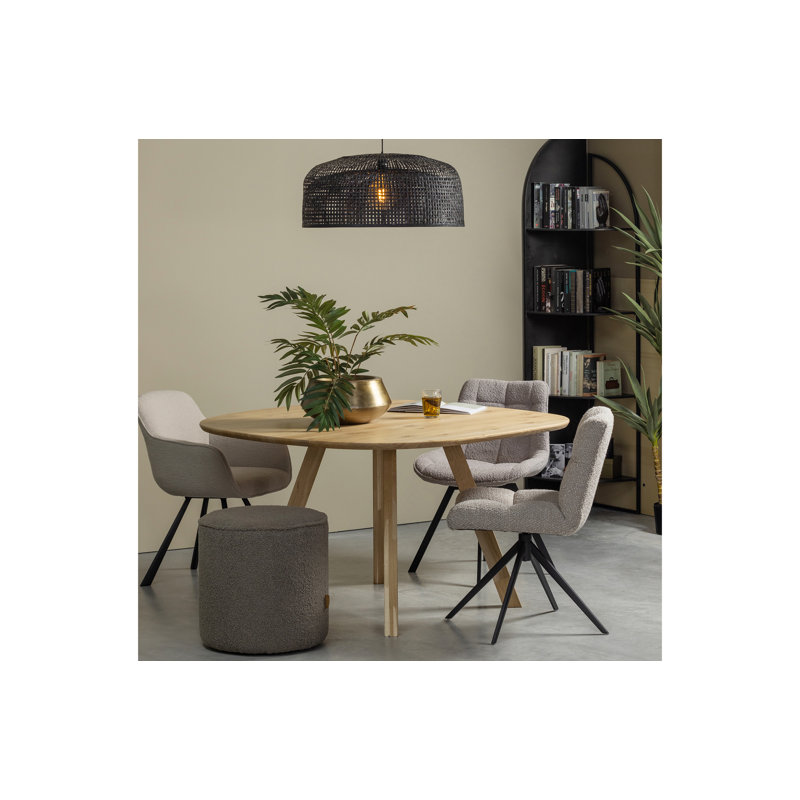 Oak Square Wood Top Dining Table with Wood Base