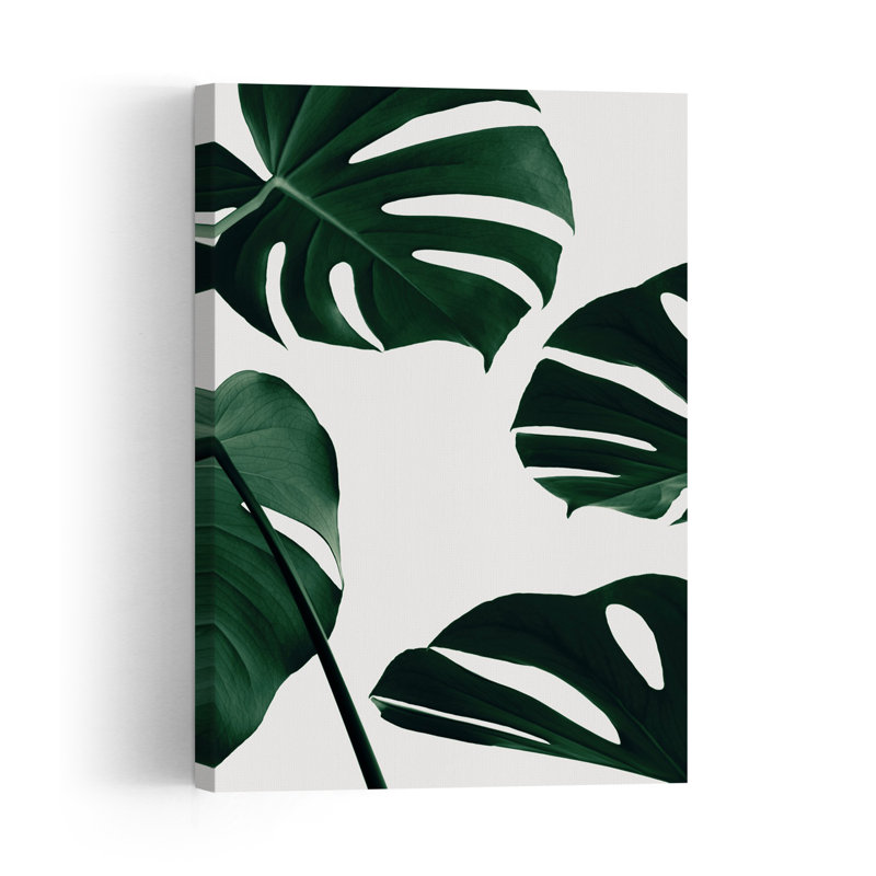 Lush Green Monstera Elegant Modern Organic Swiss Cheese Plant Nature Tropical Wall Art Print 1 Piece Wrapped Canvas Wall Art