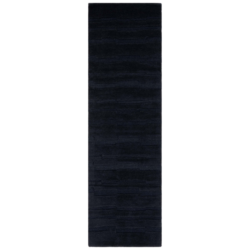 Fairborn Solid Color Hand Tufted Cotton/Wool Area Rug in Black, Runner 2'3" x 8'