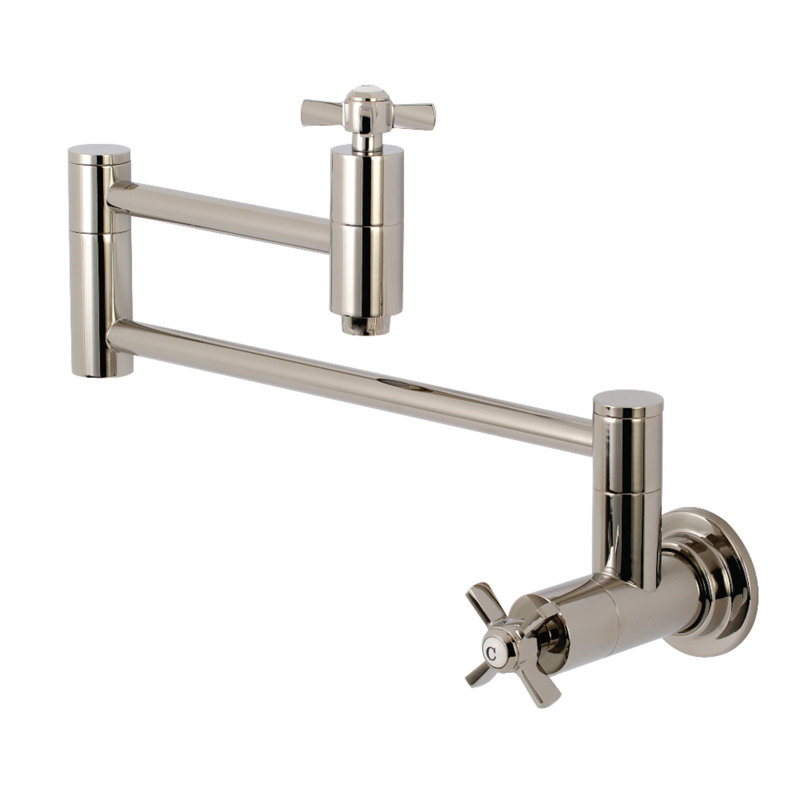 Kingston Brass Millennium Two-Handle 1-Hole Wall Mount Pot Filler Faucet, Polished Nickel