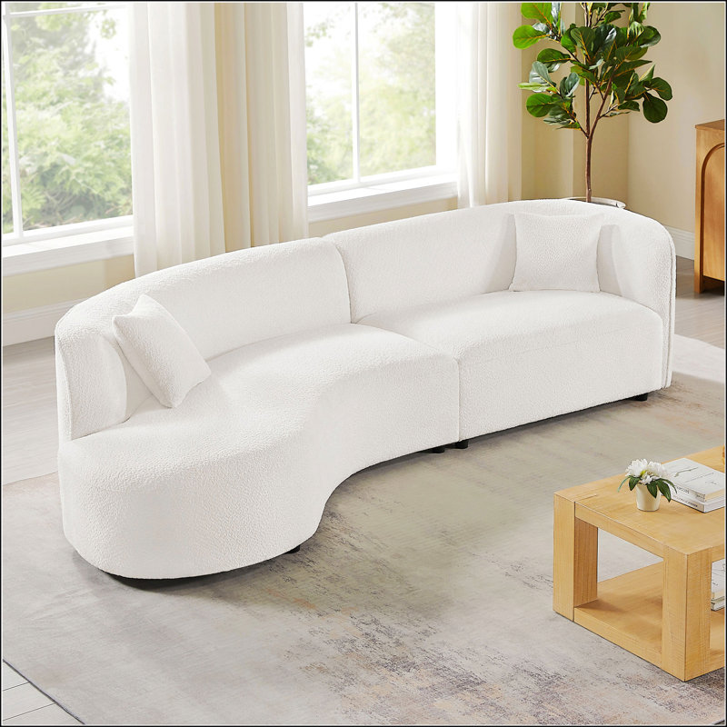 Ensemble de 2 pièces de canapé de salon de luxe de style moderne recouvert de tissu d'ameublement courbé