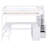 Full Size Loft Bed With Built-In L-Shaped Desk And Three-Tier Storage Shelves,And Attached Storage Staircase, White