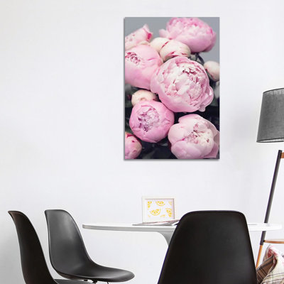 Pink Peonies 1 Piece Wrapped Canvas Wall Art