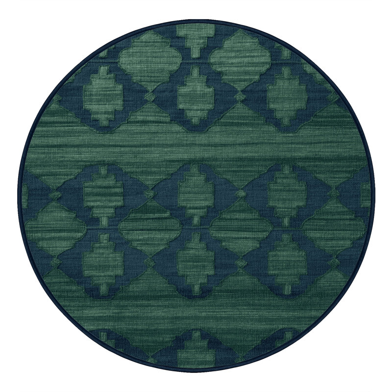 Tapis gris en treillis lavable à la machine, Rond 3 pi