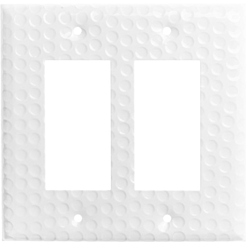 Hand Hammered 2 - Gang Rocker Standard Wall Plate, Classic White
