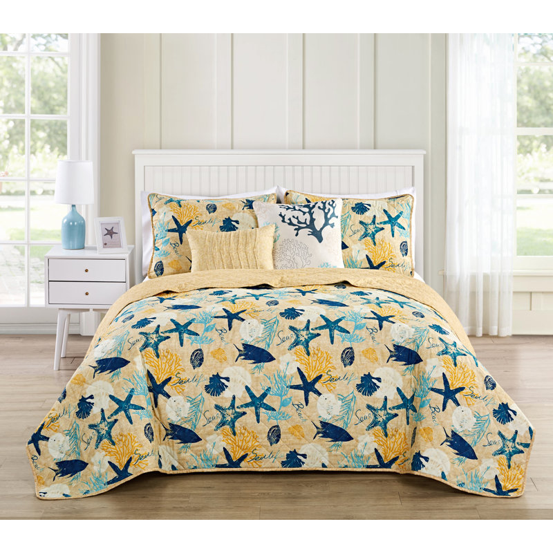 Ensemble de courtepointe réversible en microfibre Loaiza, Courtepointe simple + 1 taie décorative standard