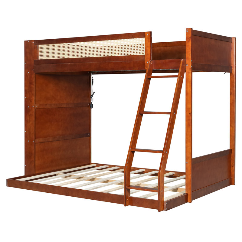 Lit simple superposé simple avec tablette et DEL, espresso, 2 pièces, L 83,5 po x l 58,9 po x H 63,0 po
