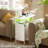 End Table with Charging Station Narrow Side Table Nightstand with LED Light, Bedside Table White