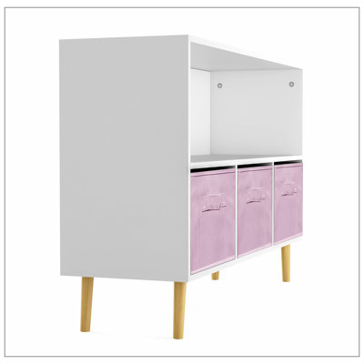 Alannys Kids bookcase with Collapsible Fabric Drawers, Children