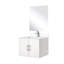Meuble-lavabo blanc lustré 61 cm x 56 cm, comptoir et miroir en marbre, robinetterie incluse, résistant aux égratignures et aux taches.