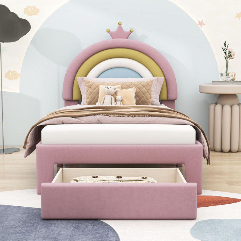 Wood Platform Bed with Storage Drawer, Twin