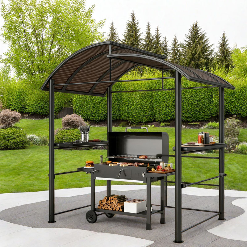 Pavillon de jardin durable en acier et en aluminium, auvent extérieur moderne pour recevoir