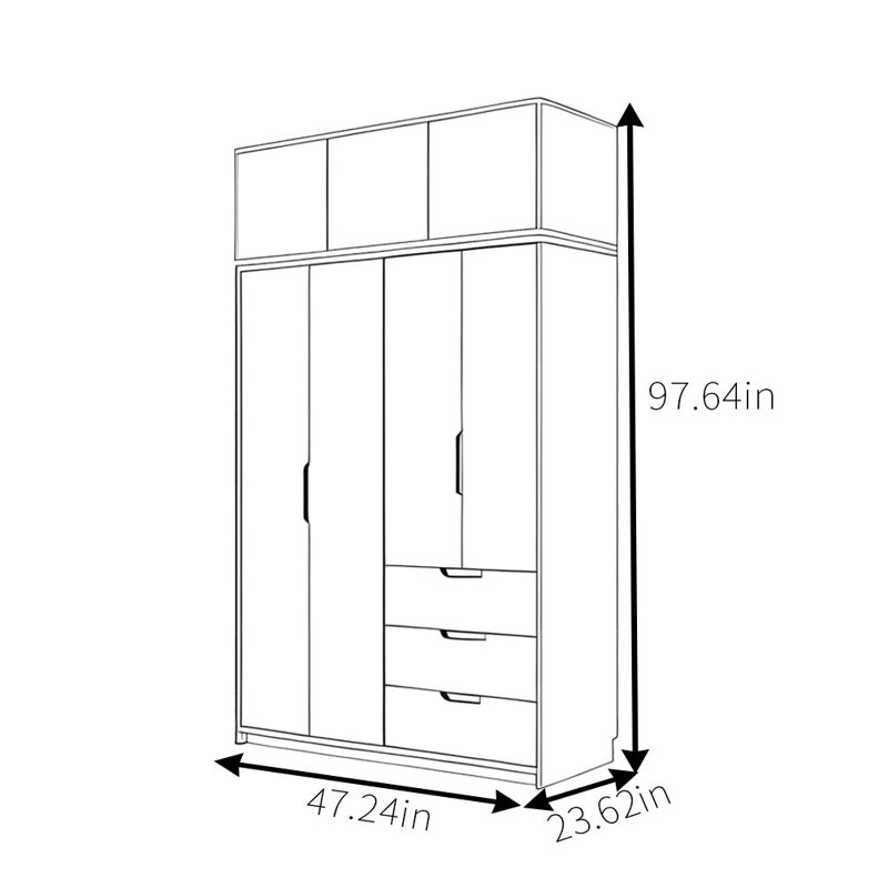 Garde-robe moderne, simple et classique, H 97,64 po x l 47,24 po x P 23,62 po
