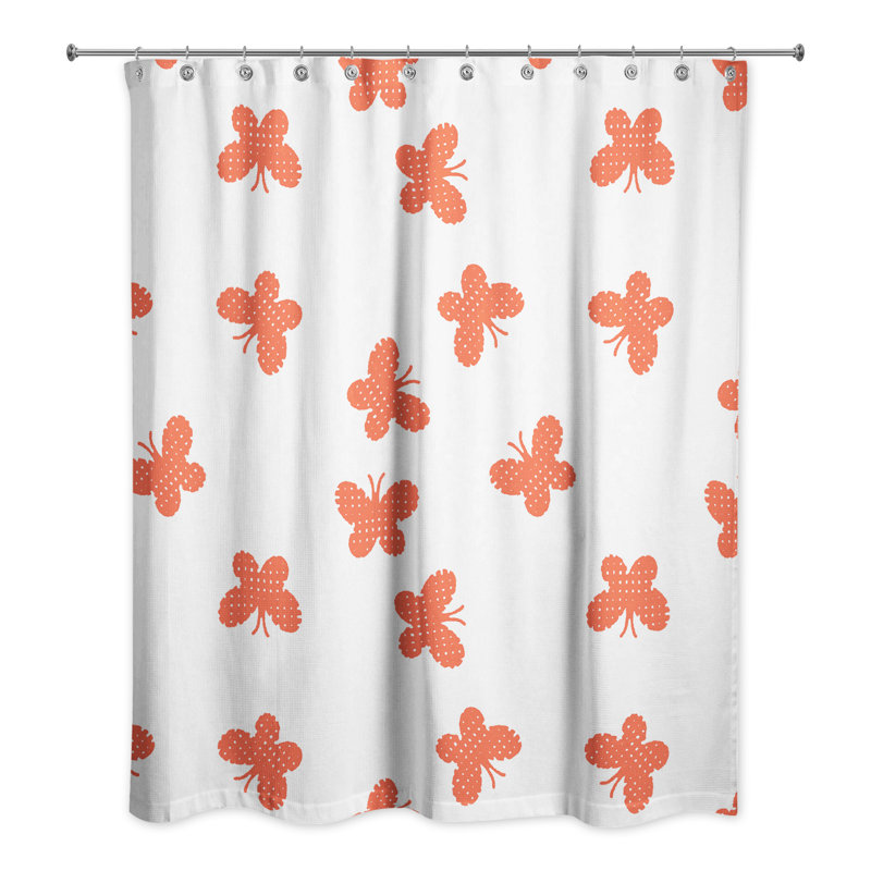 Rosamund Shower Curtain, White/Orange