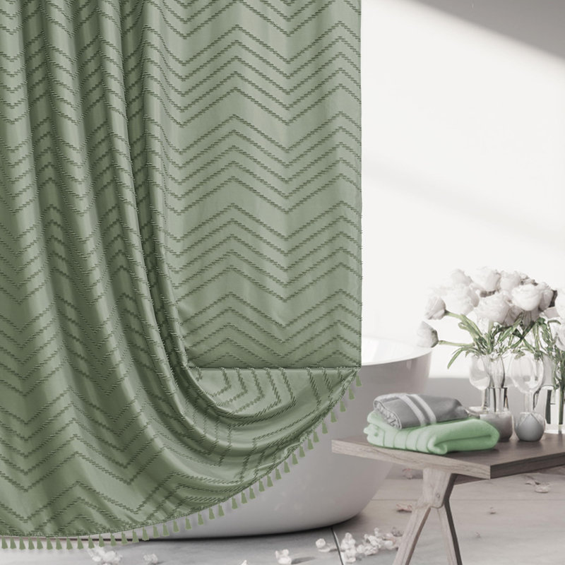 Akhsa Fabric Shower Curtain, Sage Green
