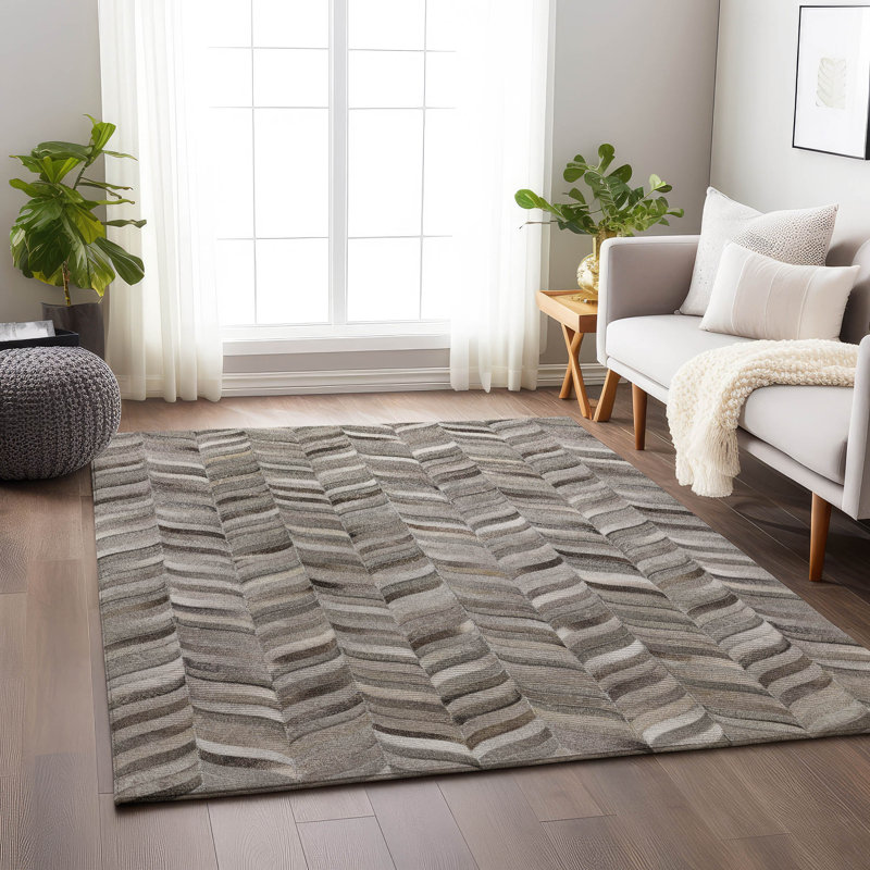 Tapis gris lavable à la machine Premium AMF106, Rectangle 5 pi x 7 pi 6 po