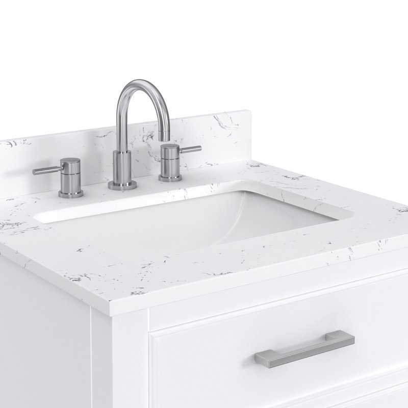 Brooks 25'' White Single Bathroom Vanity with Engineered Marble Top