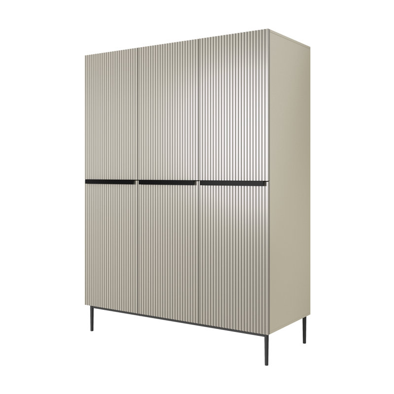Alidia 3 Door Manufactured Wood Wardrobe, Cream/Black