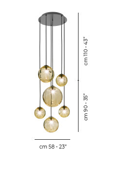 Puppet 6 - Light Pendant, Matte Black, Amber Transparent