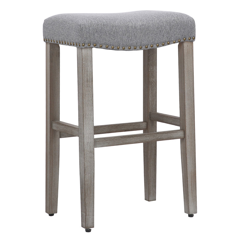Jameson Upholstered Counter Stool with Solid Wood Frame, Bar Stool (29” Seat Height), Gray/Gray