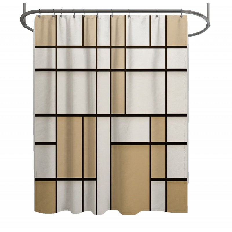 Rideau de douche Mondrian - décor de salle de bain moderne, H 73 po x l 70 po