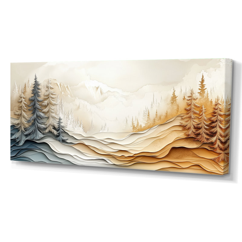 Gris, gris, gris et brun, montagnes vides de l'espace II - impression sur toile encadrée, art mural rustique, Toile tendue