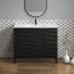 Meuble-lavabo autoportant noir de 36 po avec plateau en céramique blanc résistant aux égratignures Cascade