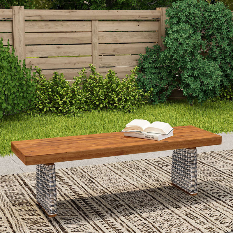 Outdoor 1Pcs Acacia Wood Bench, Gray