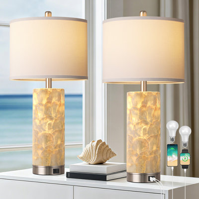 Ensemble de 2 lampes de table 27 po Coastal pour salon avec lampes de chevet et veilleuse