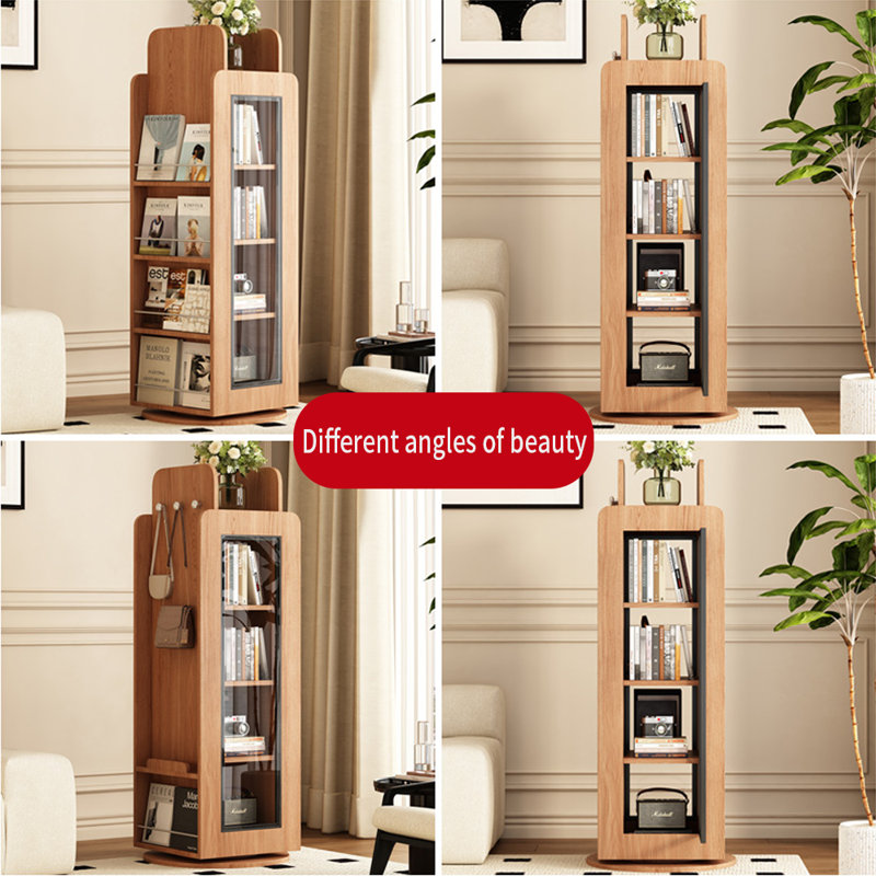 Rotating solid wood Bookcase, Brown