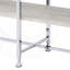 Table de canapé en chêne blanc et chrome Brecon avec compartiment ouvert et support en métal en forme de X, parfait pour un décor moderne.
