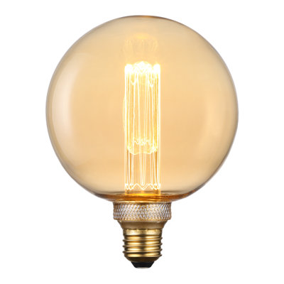 3.5W LED Globe Edison Bulbs Dimmable, Amber Glass, E26 Base, 2000K Soft Warm