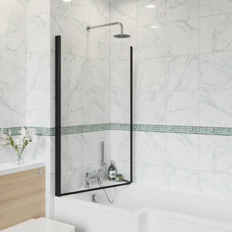 Brucie 1400mm H Pivot Semi-Frameless Bath Screen with Clear Glass