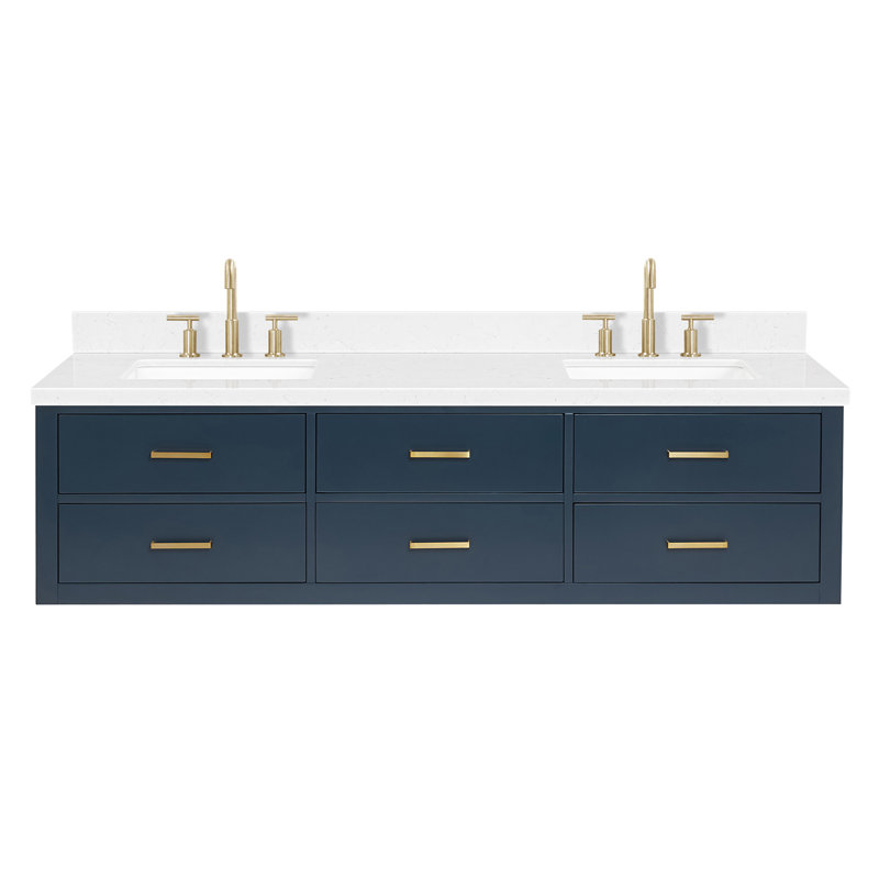 Macolm 72.25'' W Double Vanity, Midnight Blue, Satin Brass, 72"