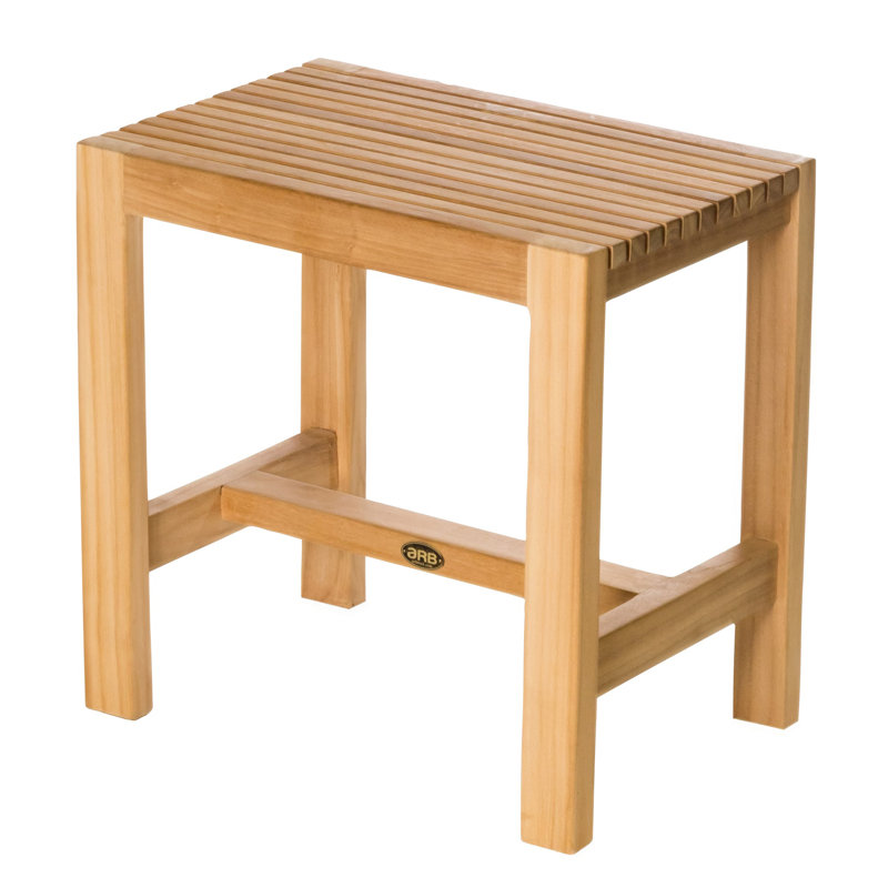 Banc de douche en teck Hieu, H 18 po x l 12 po x P 18 po