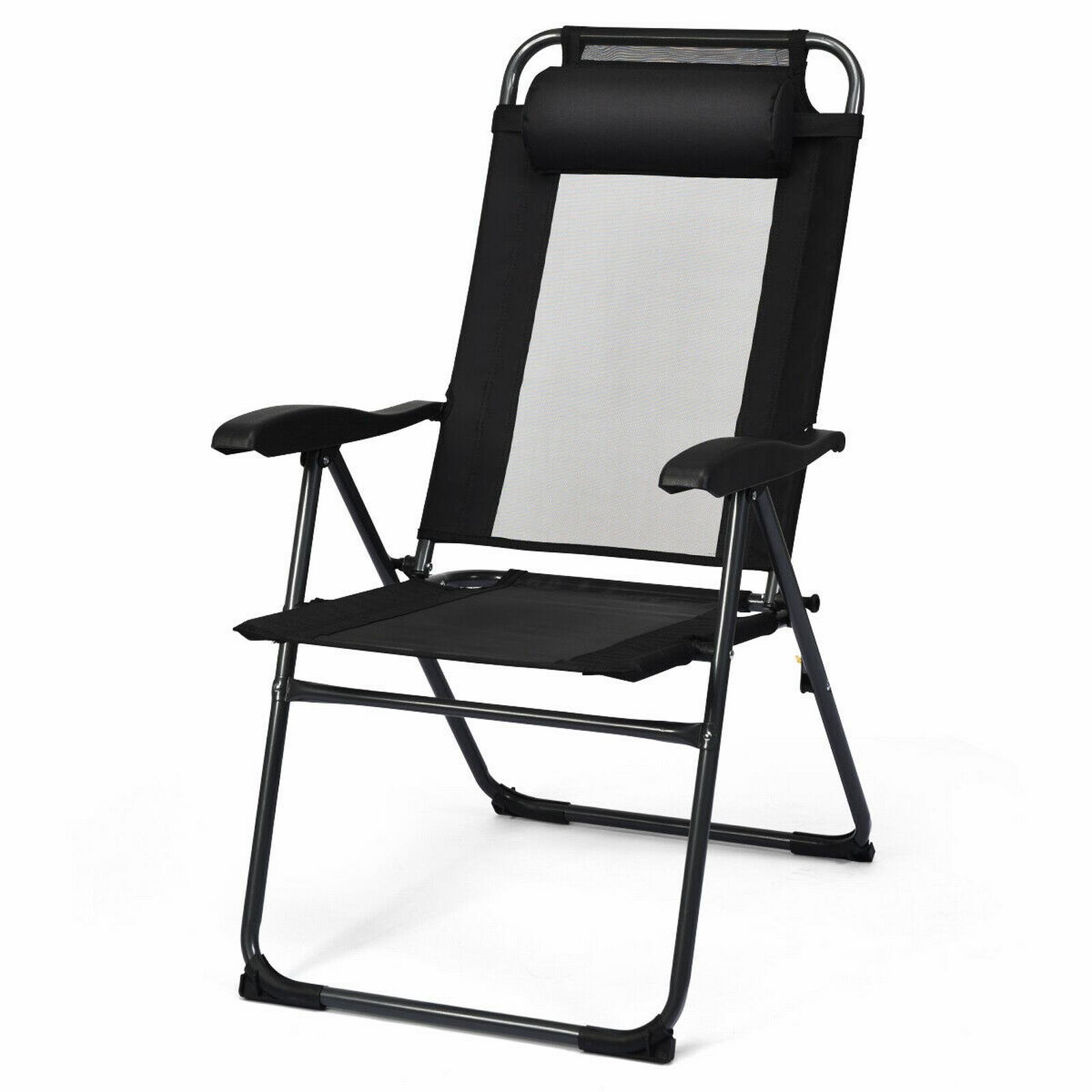 Black folding store beach chairs