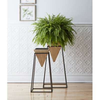 Ensemble de pot de fleurs en bois 2 pièces Cosimo