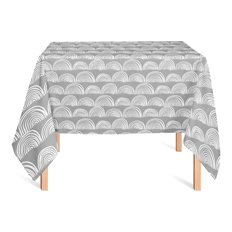 Half Circle Pattern Green 2 Tablecloth, Gray